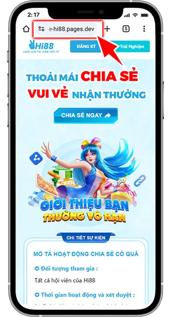 Bước 1: Truy cập vào https://chiase-hi88.pages.dev/